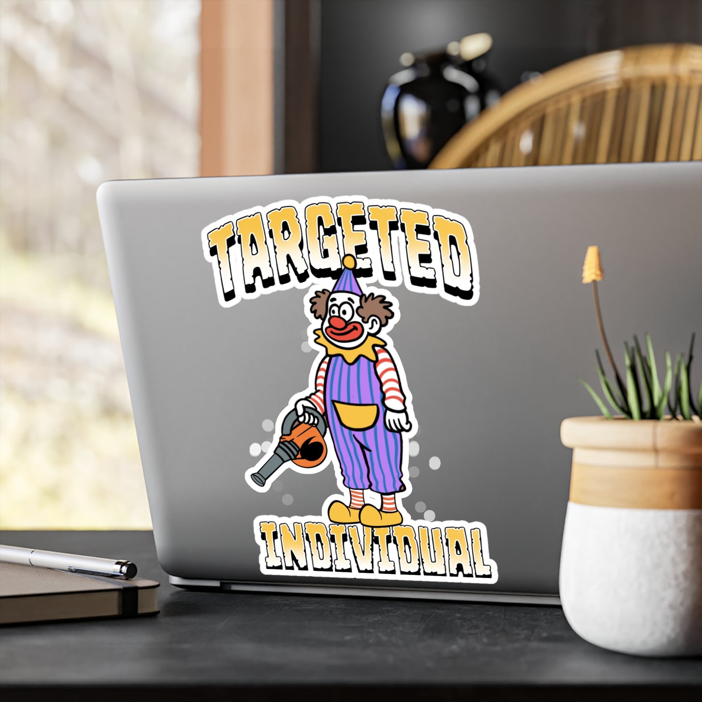 Targeted Individual Clown Vinyl Sticker — Kiss-Cut Decal