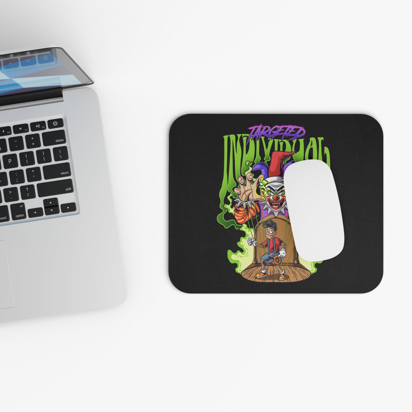 Targeted Individual Horror Clown Mouse Pad — Puppet Victim Gaming Desk Mat