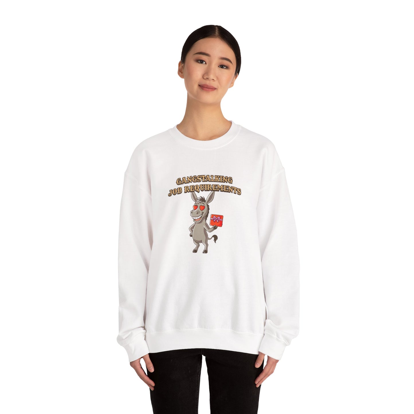 Crewneck Sweatshirt — 'Chasing Riddles and Revelations' Donkey Graphic