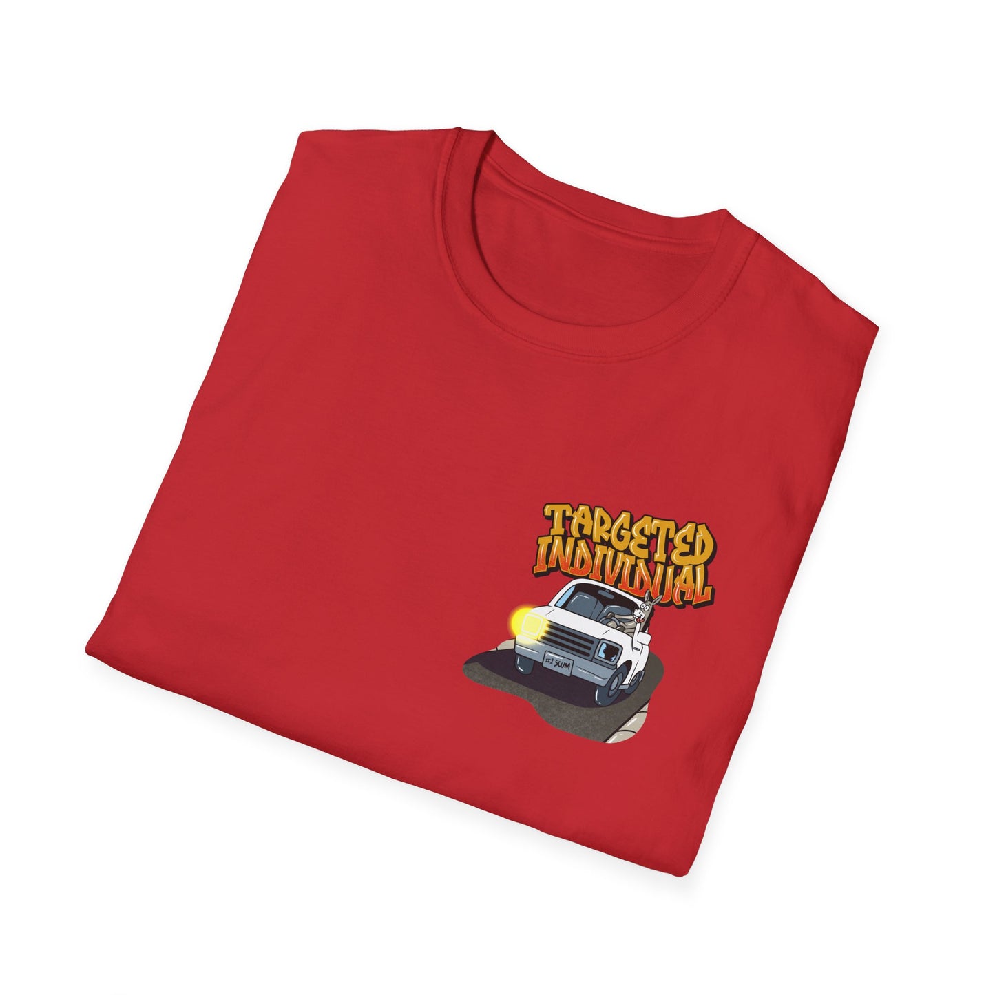Targeted Individual Graphic T-Shirt — Retro Car & Neighborhood Illustration