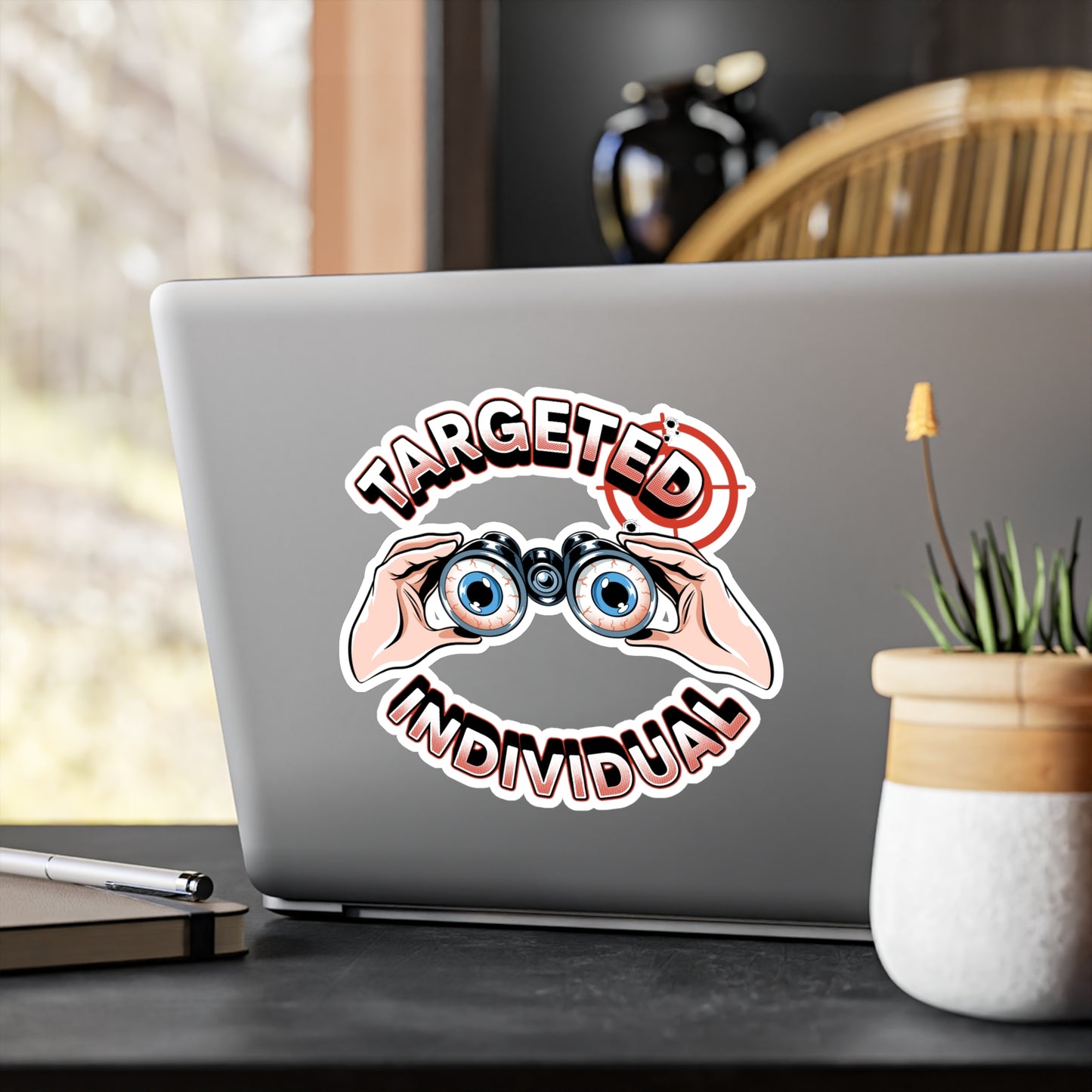 Targeted Individual Binoculars Vinyl Sticker — Kiss-Cut Decal for Laptops, Water Bottles & Windows