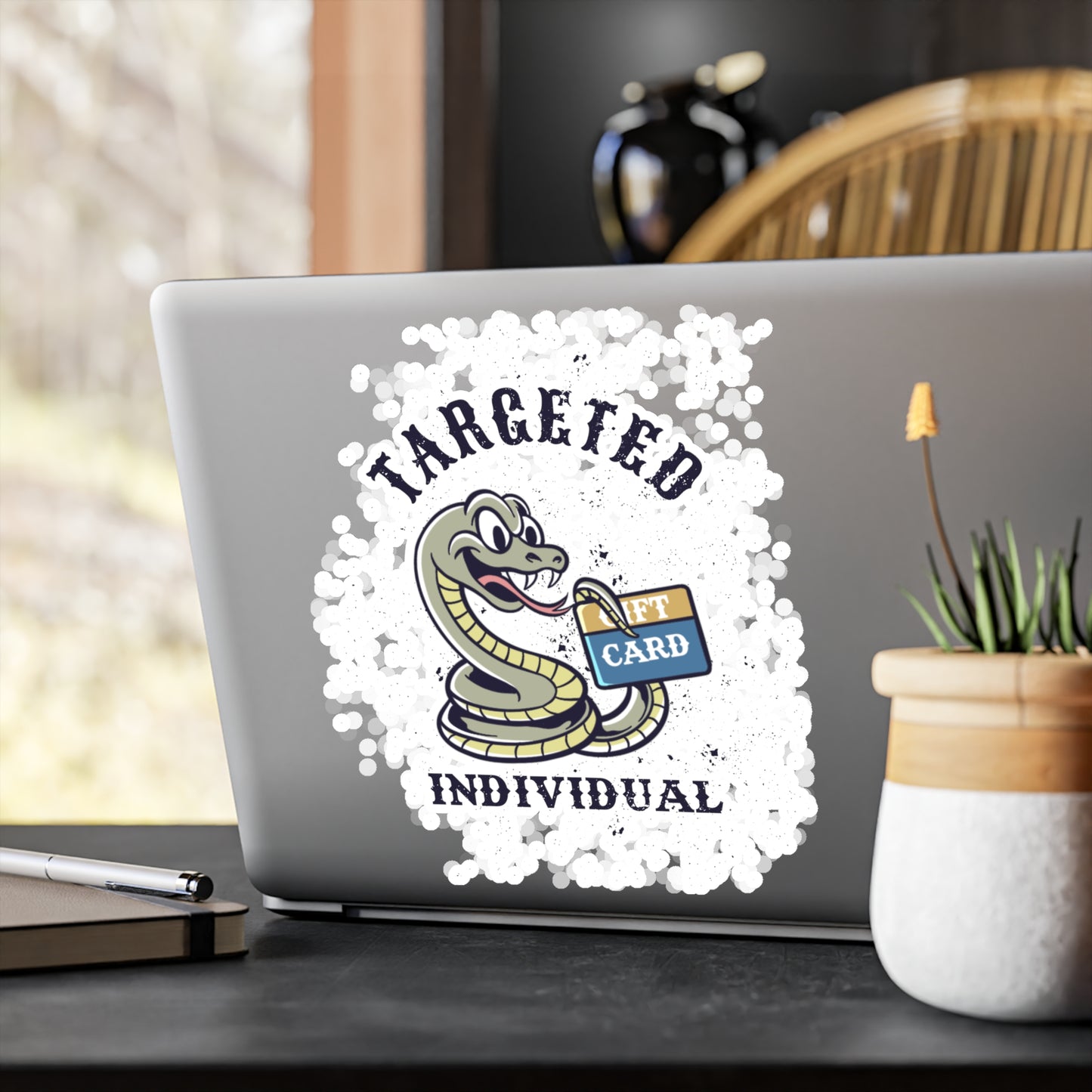 Targeted Individual Snake Sticker – Kiss-Cut Vinyl Decal (Gift Card Design)