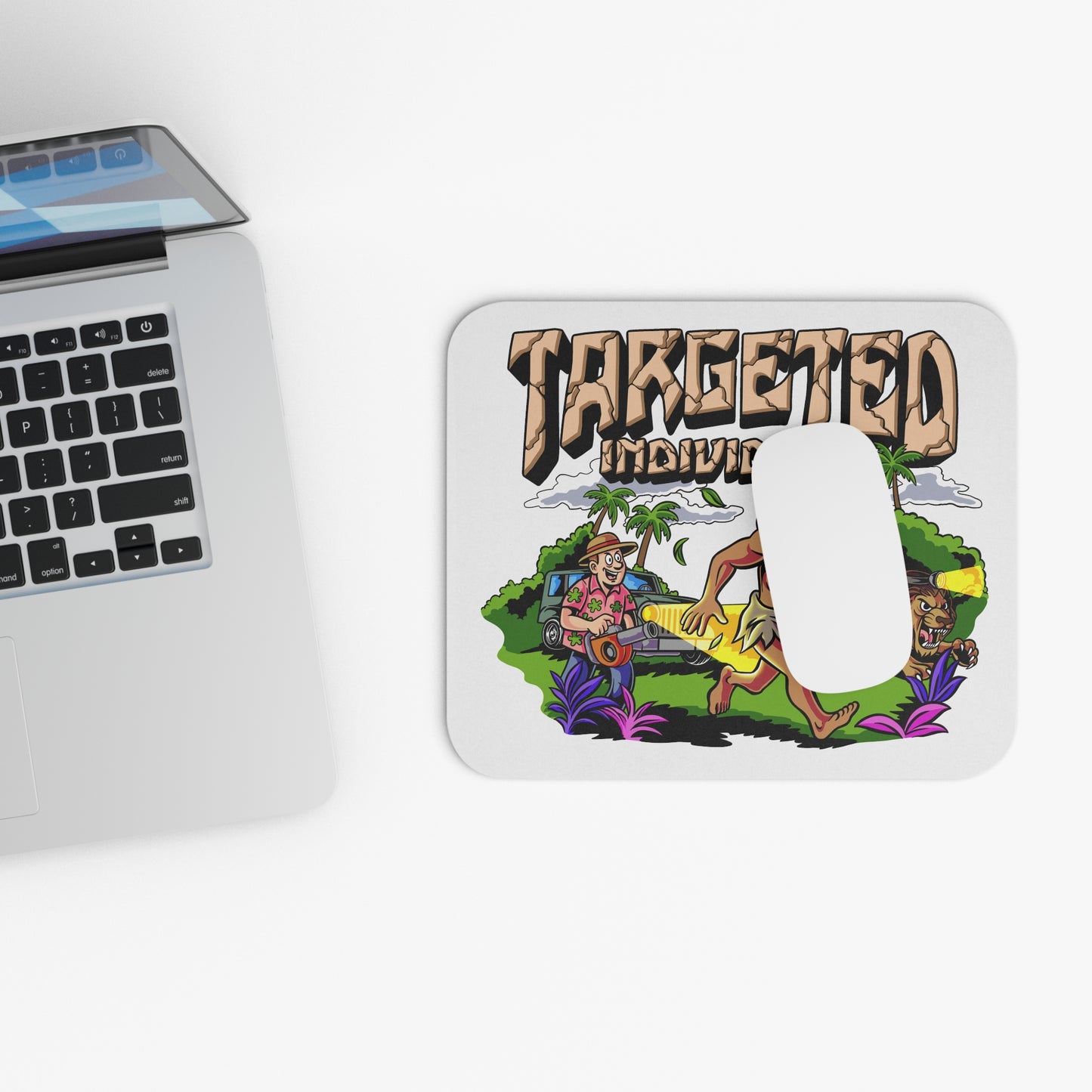 Targeted Individual Vintage Jungle Mouse Pad — Retro Comic Survivor Design