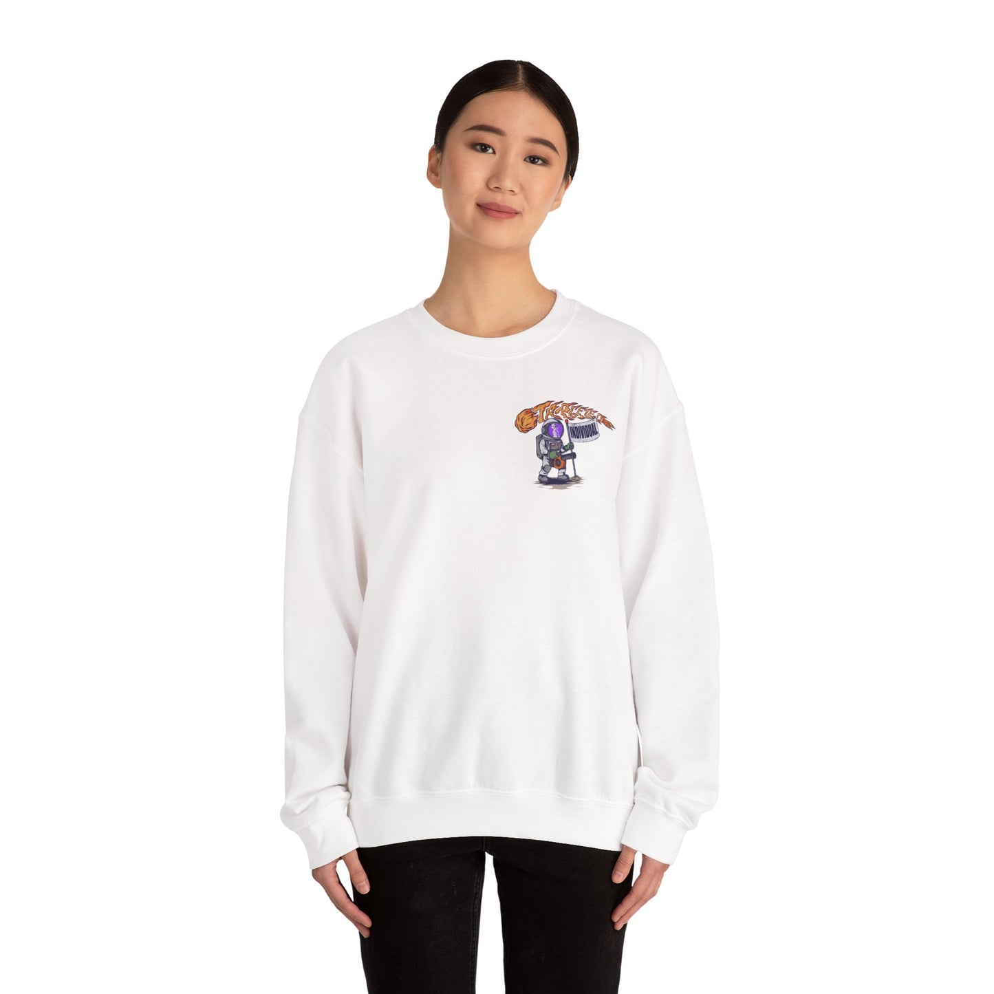Astronaut Crewneck Sweatshirt — Cute Space Crew with Meteor Graphic