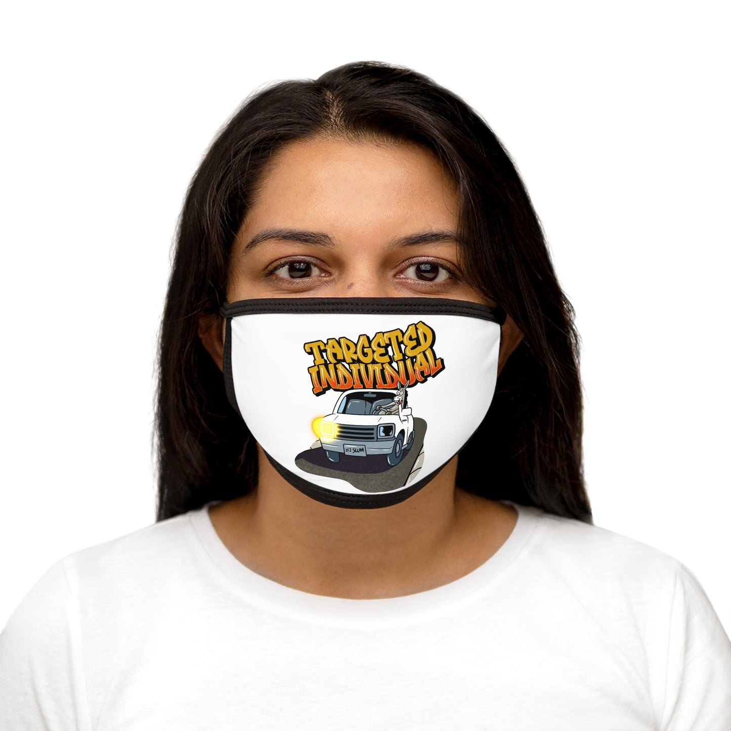 Face Mask — "Targeted Individual" Police Car Graphic