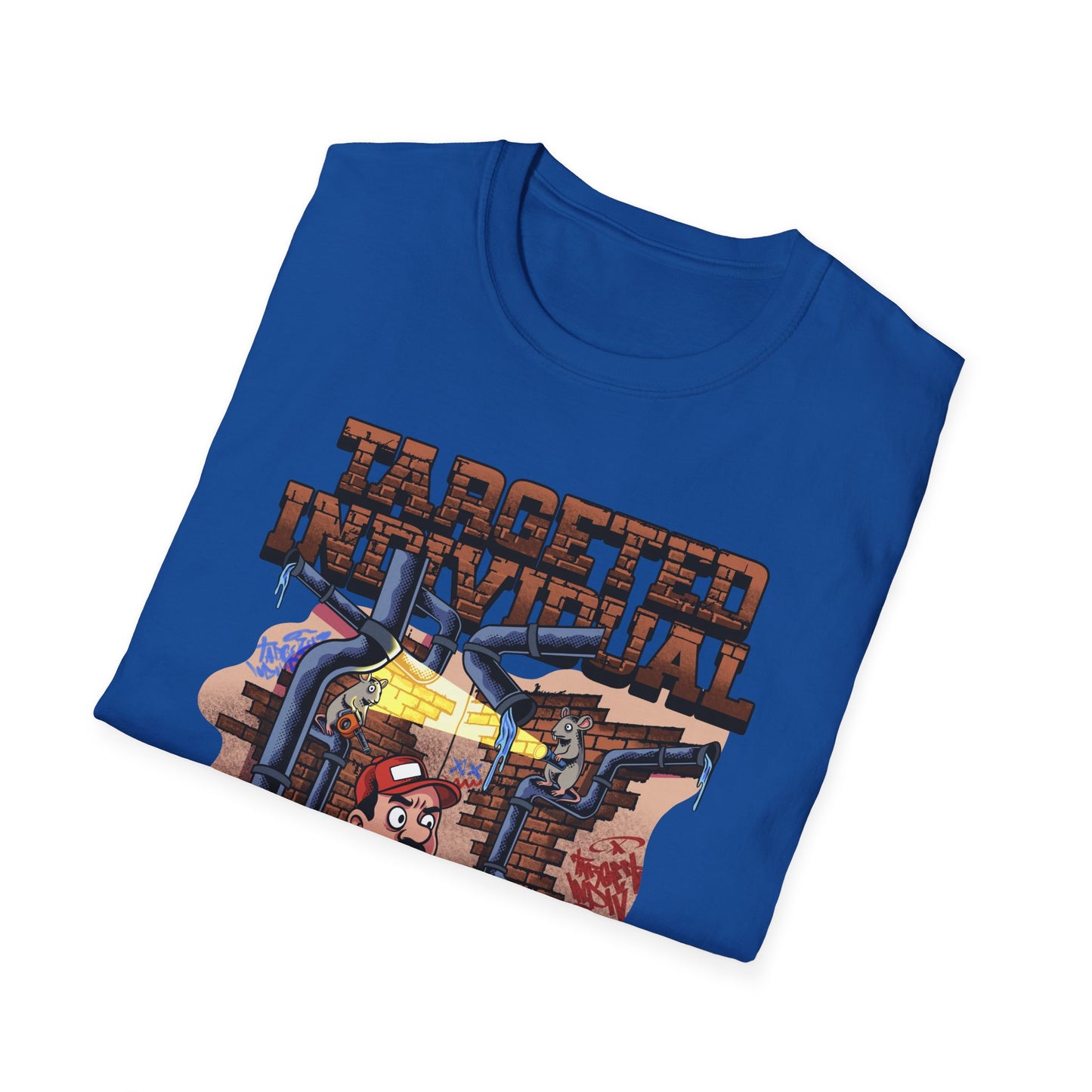 Plumber Cartoon Tee — "Tap Outta Luck" Retro Plumbing Design