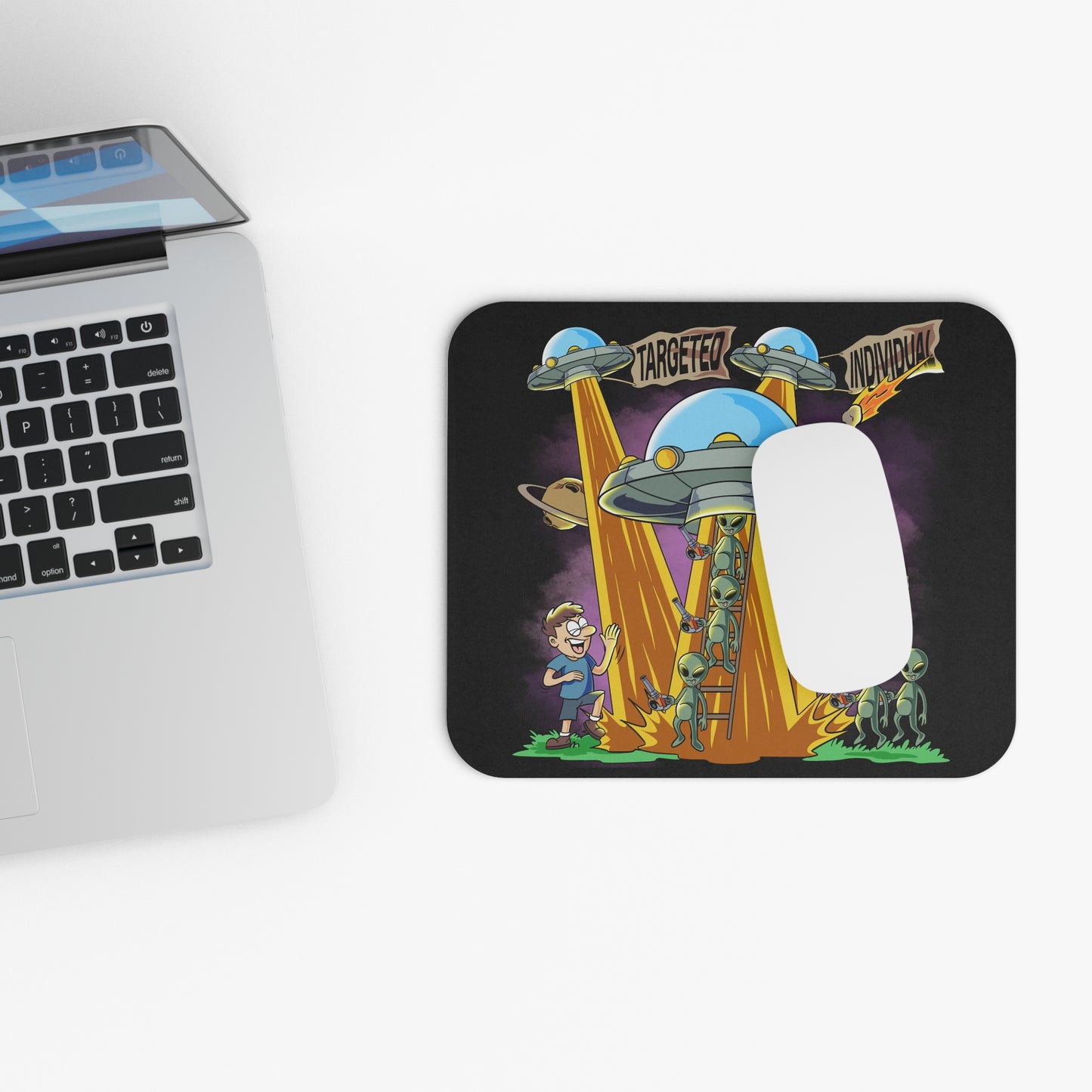 Alien Abduction Mouse Pad – "Targeted Individual" UFO Gaming Desk Mat