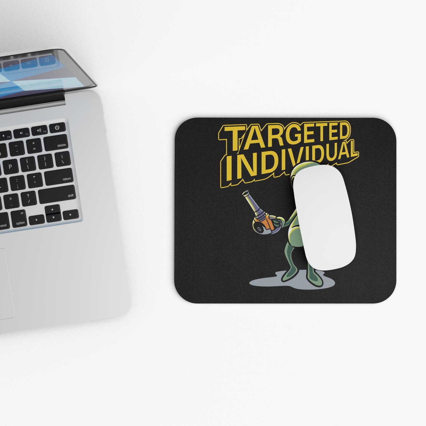 Targeted Individual Alien Mouse Pad — Funny Retro Sci‑Fi Desk Mat