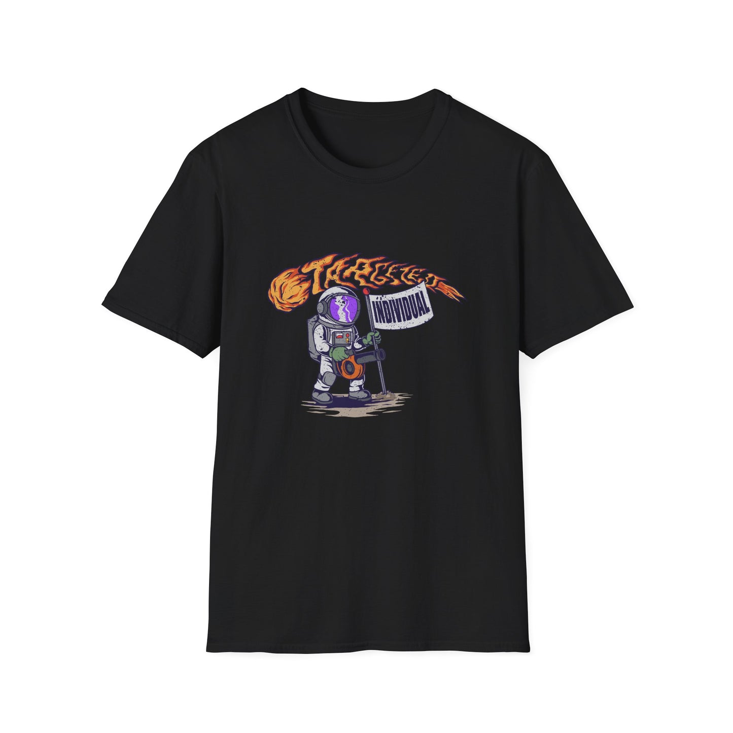 Astronaut Guitar T-Shirt — Retro Space Rock Design ("Takeoff")