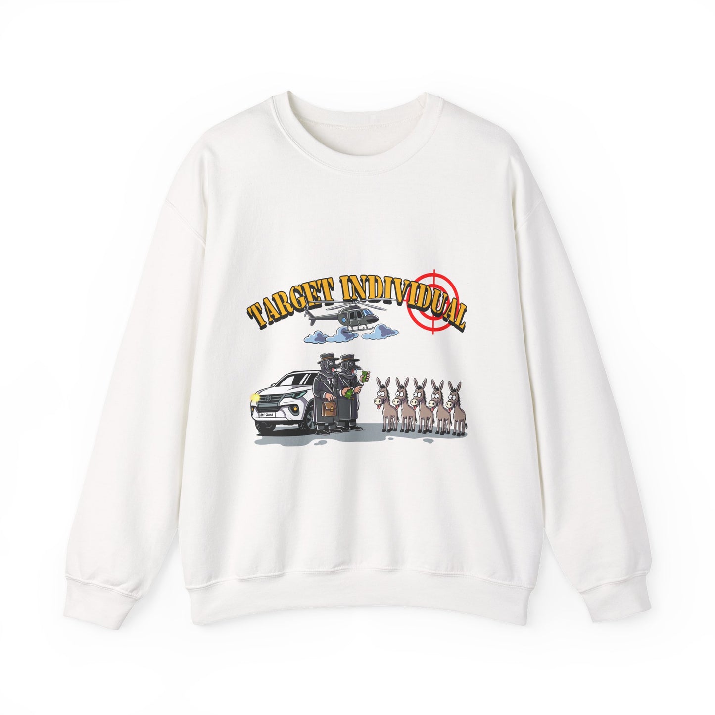 Crewneck Sweatshirt - Target Individual Graphic with Van, Helicopter & Bunnies