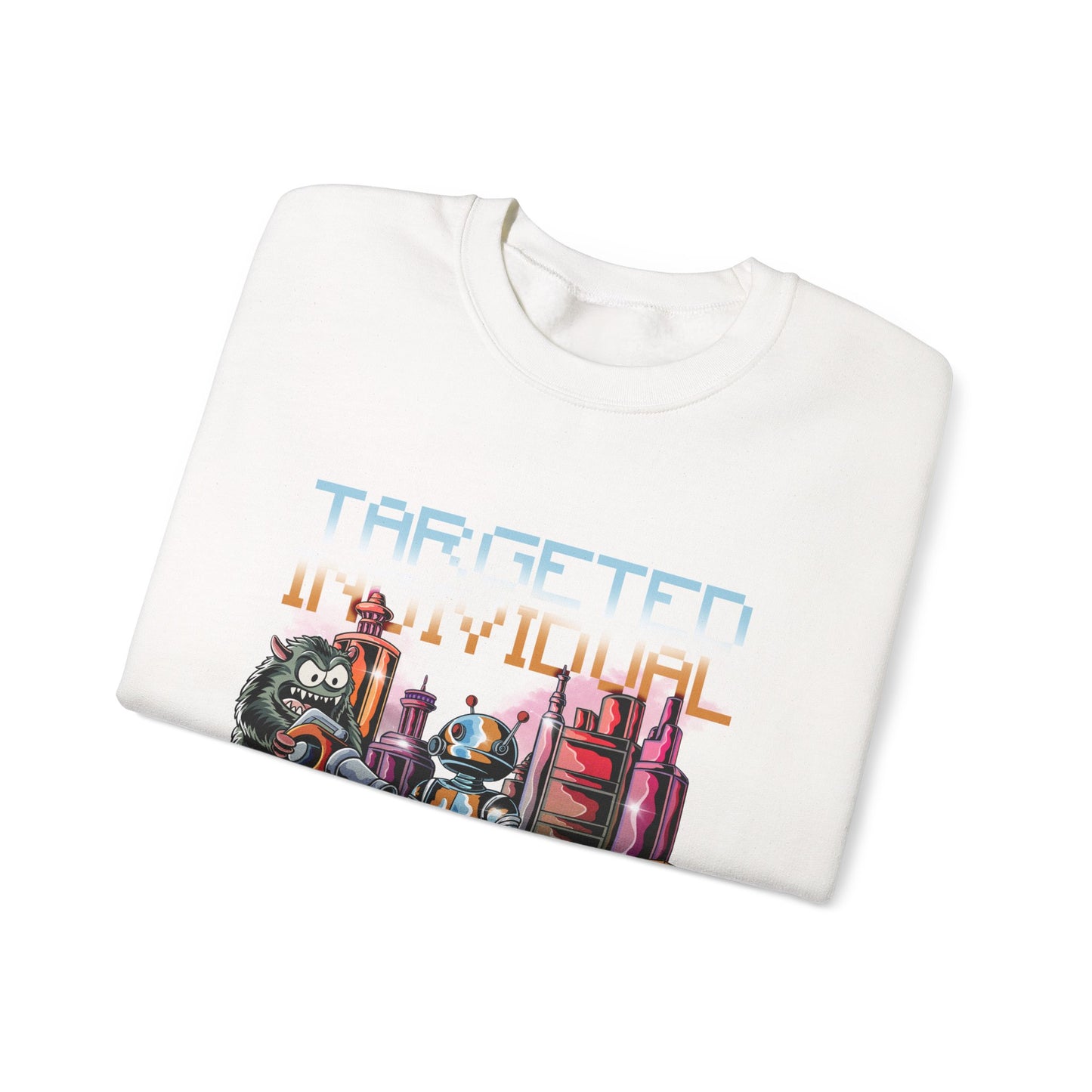 Crewneck Sweatshirt — Retro Cyberpunk 'Targeted' Graphic