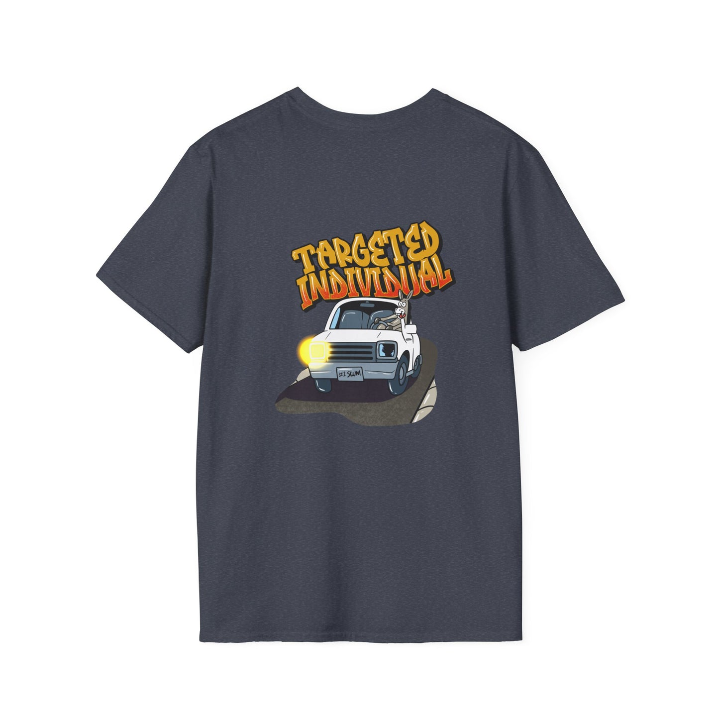 Targeted Individual Graphic Tee — Retro Police Car Design