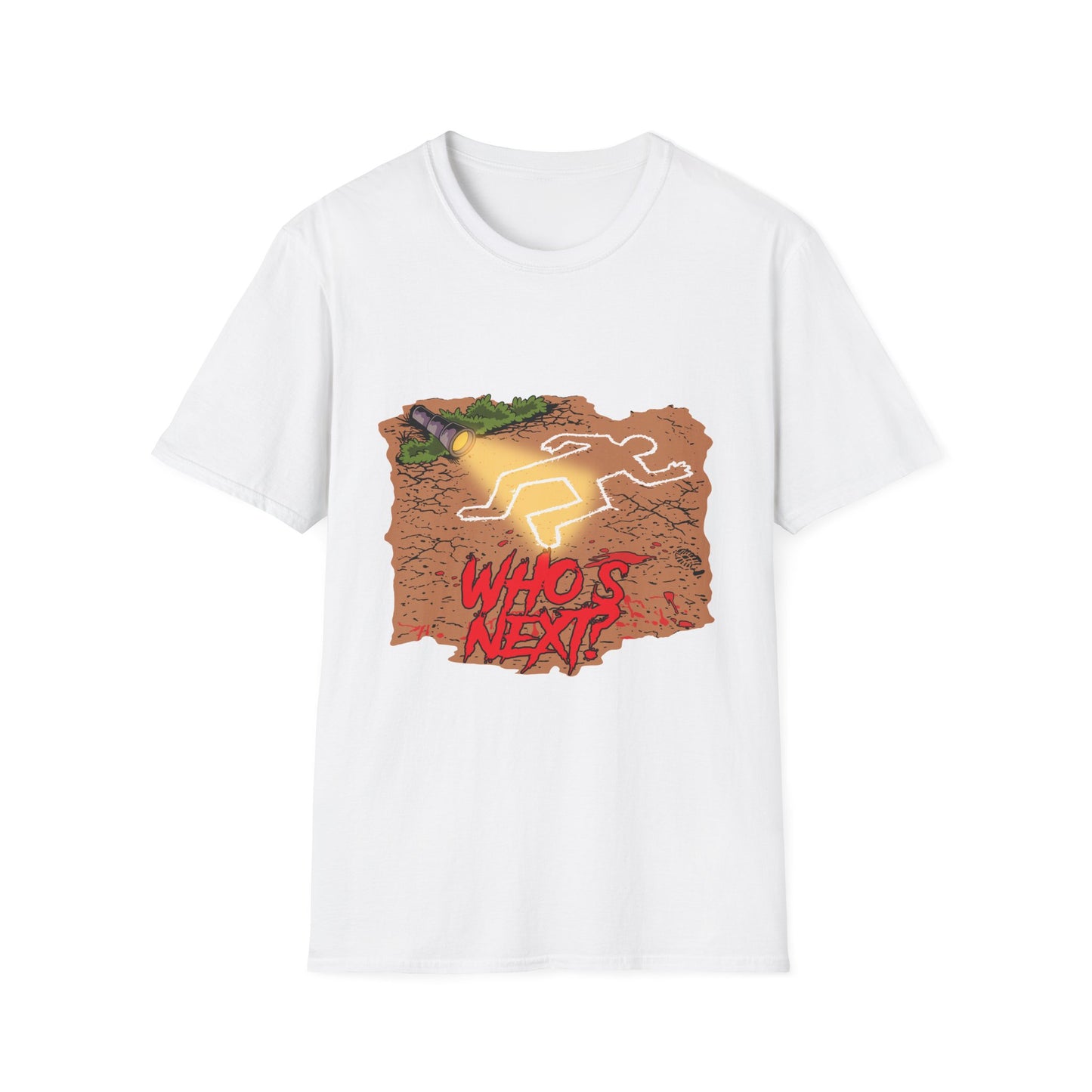 Crime Scene Chalk Outline T-Shirt – "Who's Next?" Graphic Tee