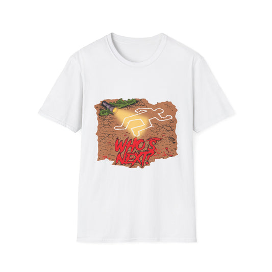 Crime Scene Chalk Outline T-Shirt – "Who's Next?" Graphic Tee