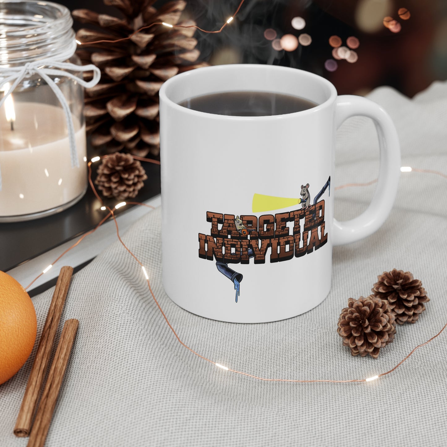 11oz Mug — Targeted Individual Brick-Style Graphic Coffee Cup