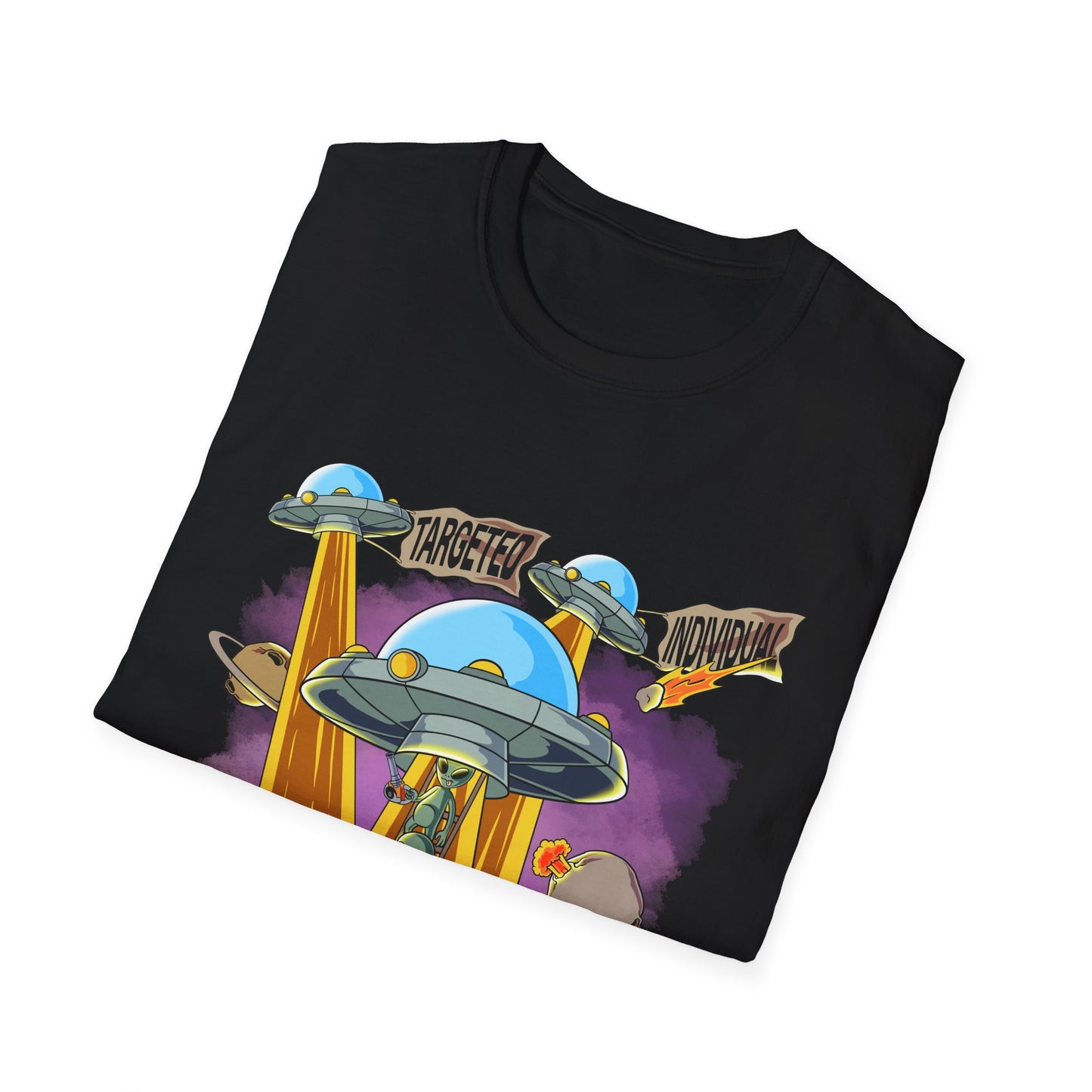 Alien Abduction Graphic T-Shirt — "Targeted Nowhere" Retro UFO Tee