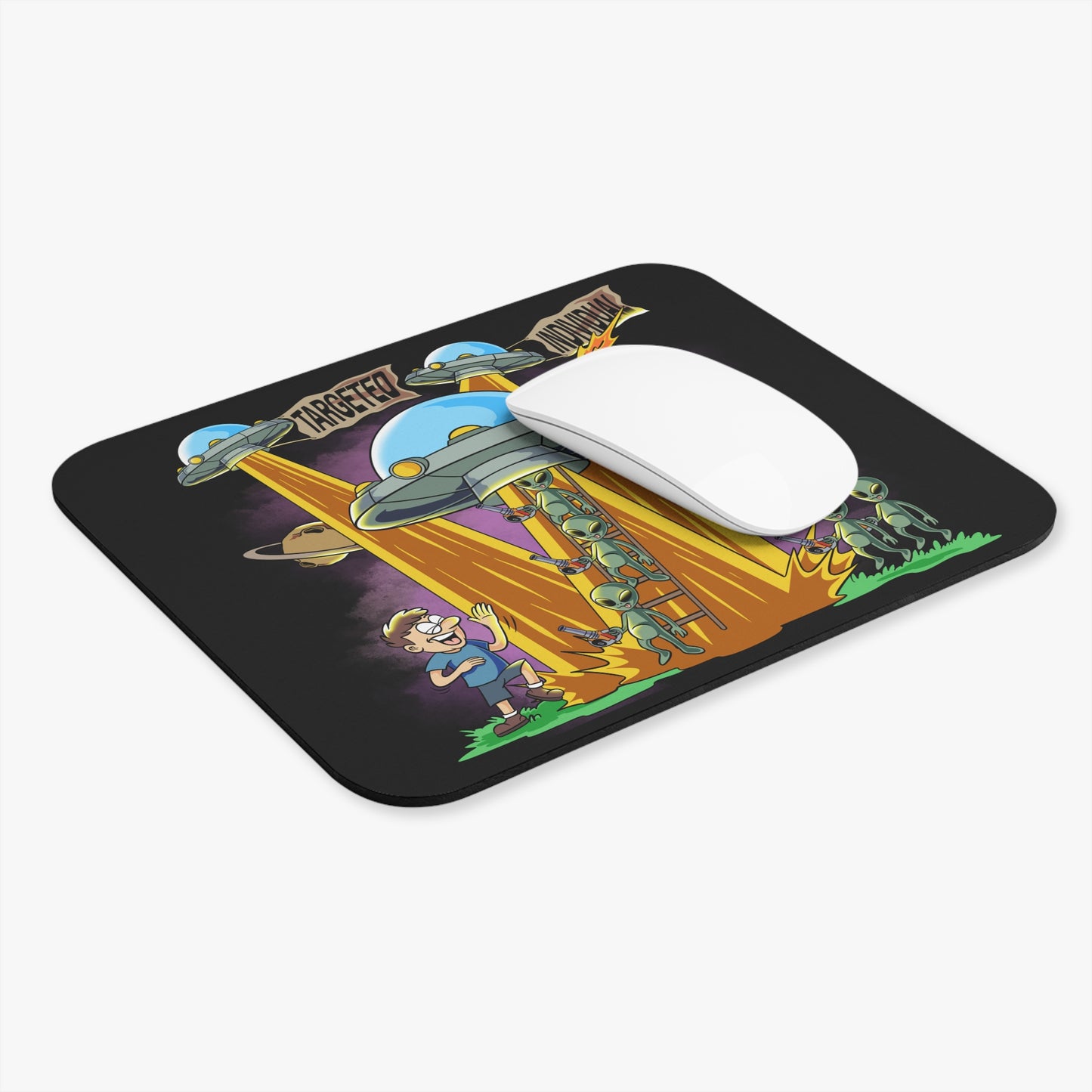 Alien Abduction Mouse Pad – "Targeted Individual" UFO Gaming Desk Mat