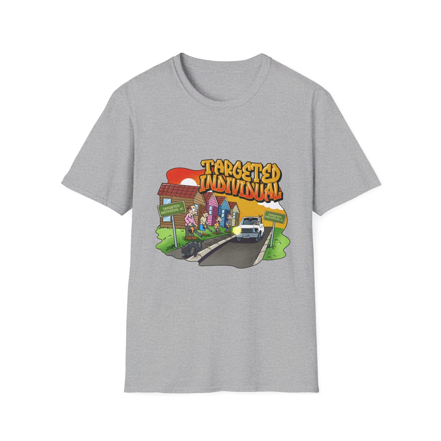 Targeted Individual Graphic T-Shirt — Retro Street Scene Tee