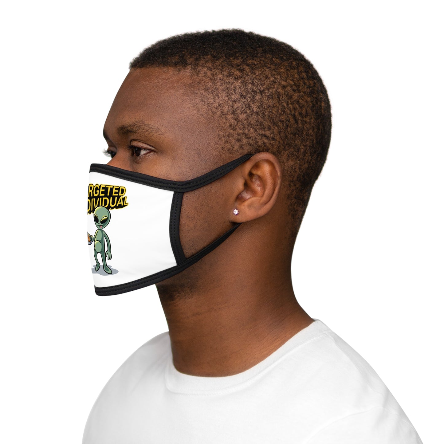 Targeted Individual Alien Face Mask — Funny Conspiracy Graphic Mask
