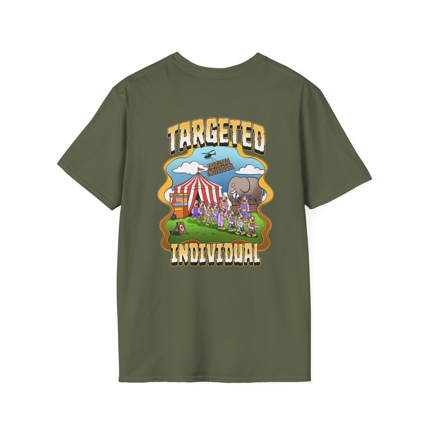 Targeted Individual Graphic T-Shirt — Circus Elephant Protest Design