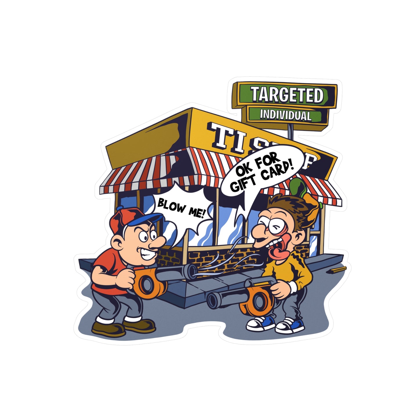 Targeted Individual Vinyl Sticker — Funny Arcade Blow Me Design (Kiss-Cut Decal)