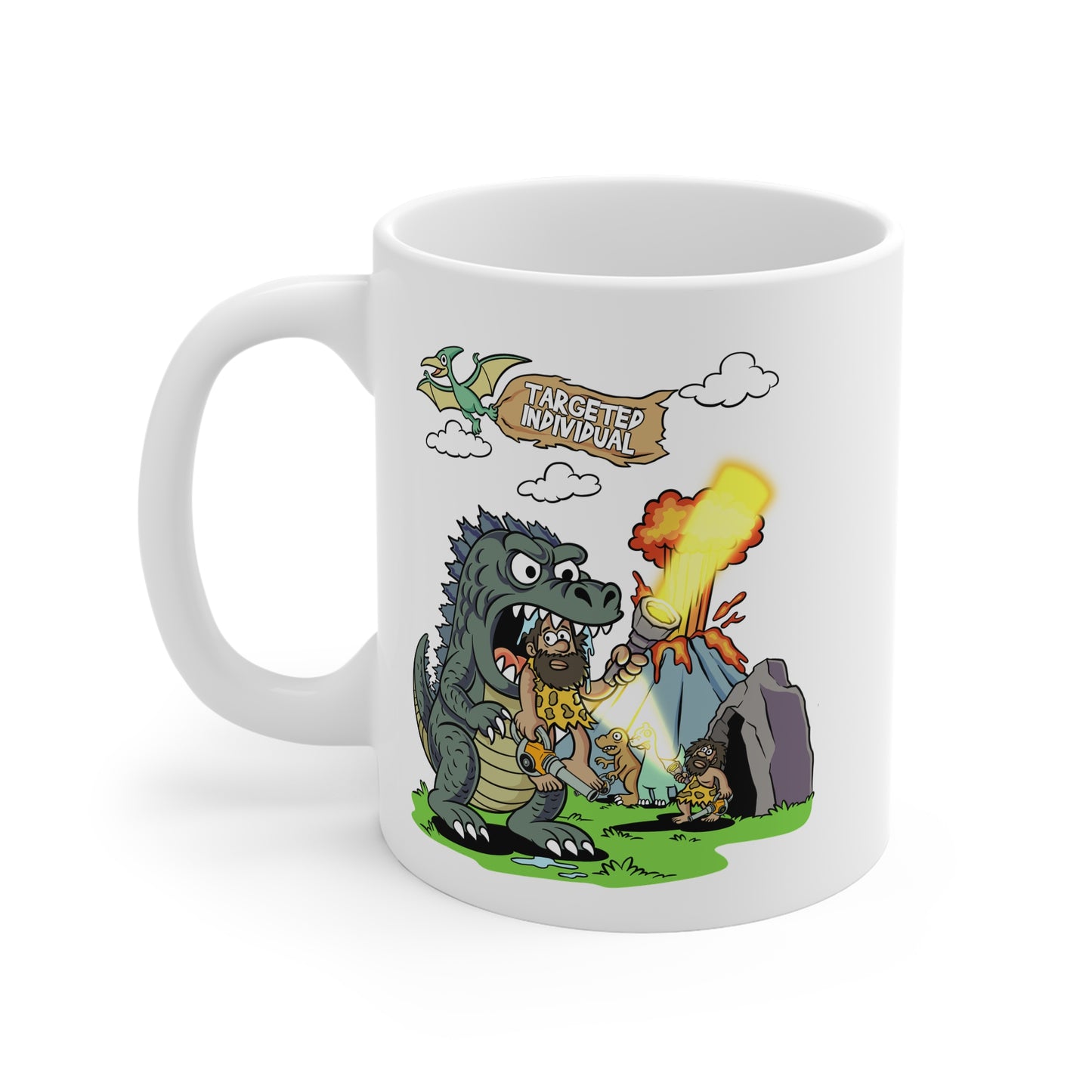11oz Mug — Targeted Individual Dino Comic Design