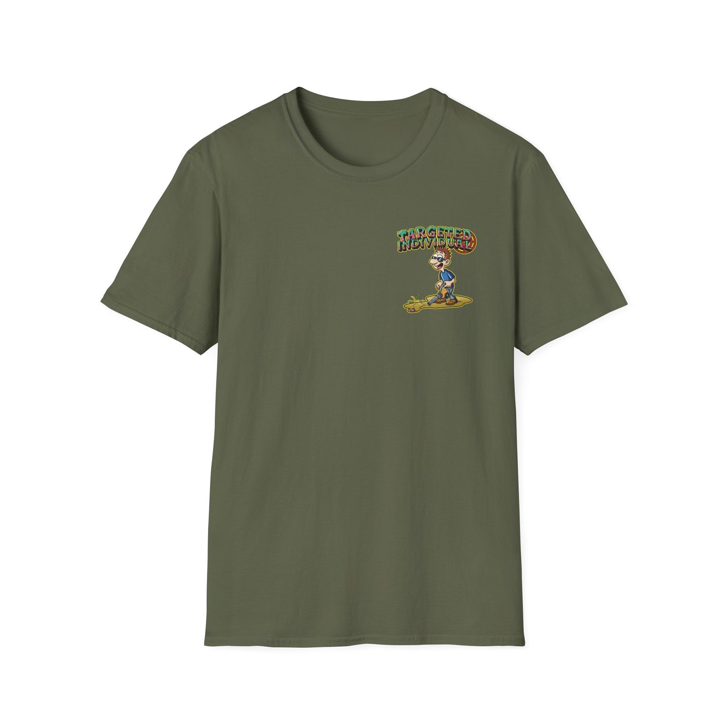 Targeted Individual Graphic T-Shirt — Retro Beach Protest Artwork