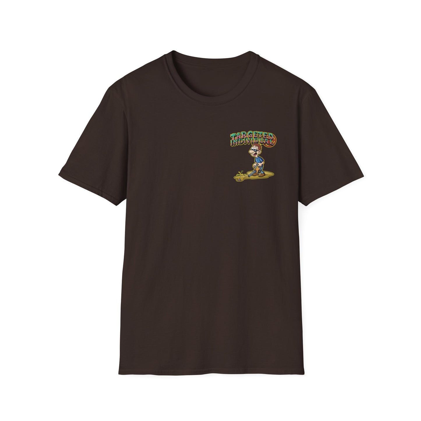 Targeted Individual Graphic T-Shirt — Retro Beach Protest Artwork