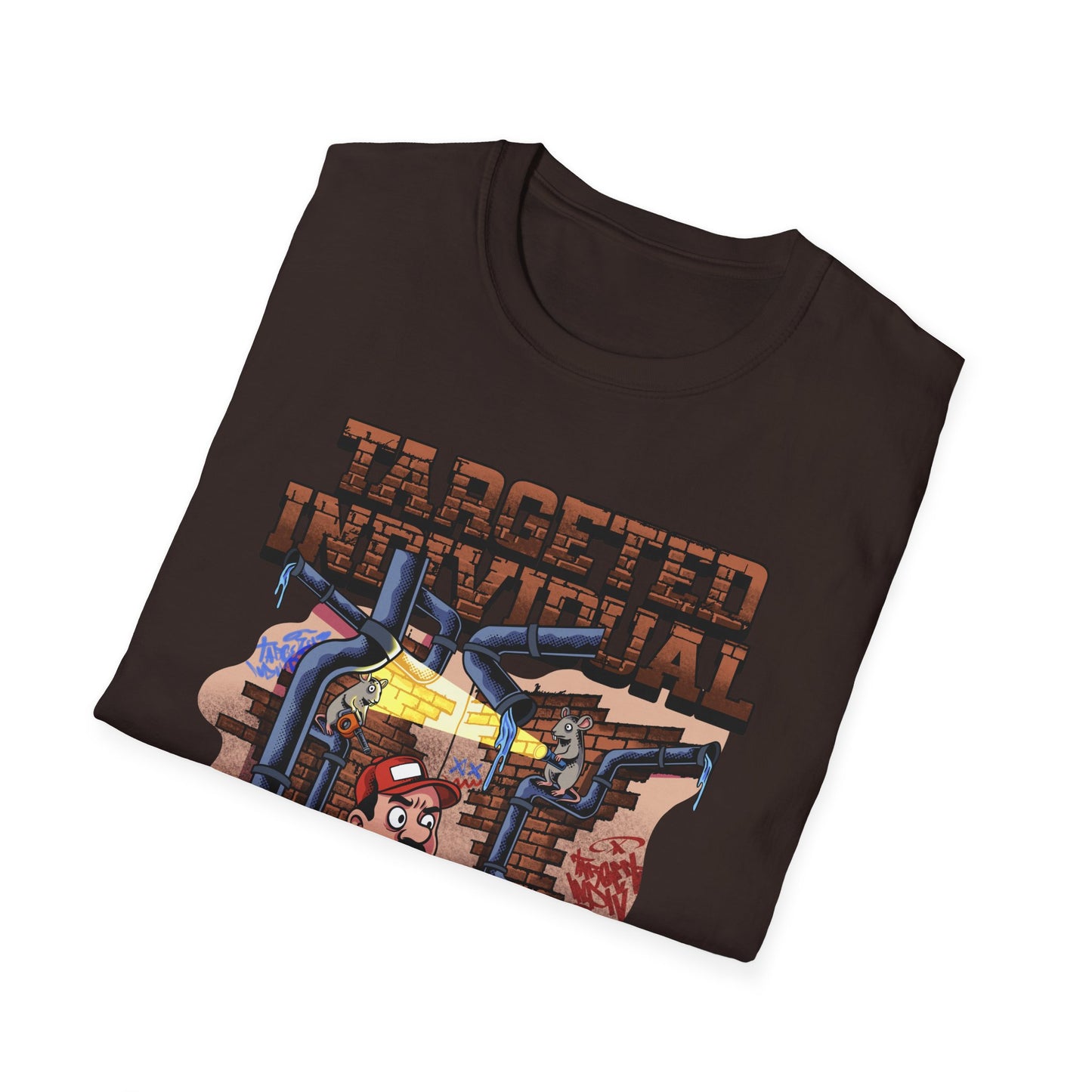 Plumber Cartoon Tee — "Tap Outta Luck" Retro Plumbing Design