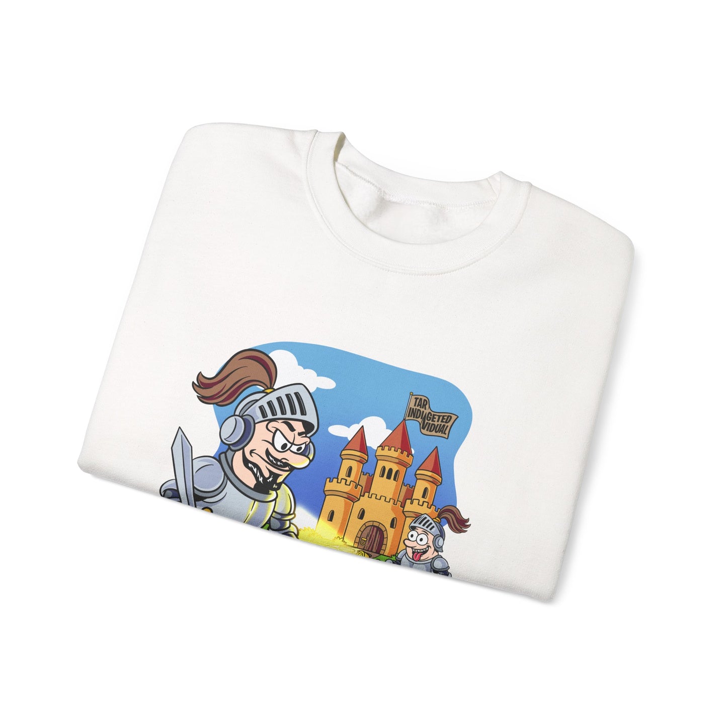 Knight Adventure Crewneck Sweatshirt — Cartoon Castle & Brave Knight Design