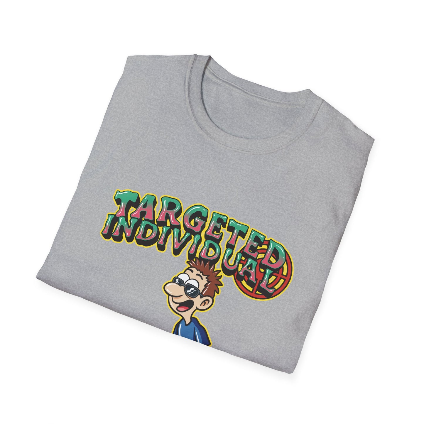 Targeted Individual T-Shirt — Surfer Cartoon Graphic Tee