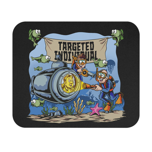 Targeted Individual Mouse Pad — Funny Scuba Divers & Submarine Design
