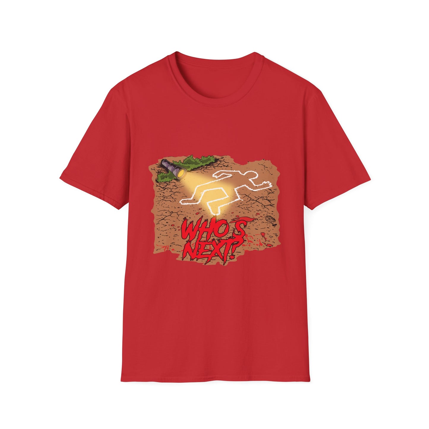Crime Scene Chalk Outline T-Shirt – "Who's Next?" Graphic Tee