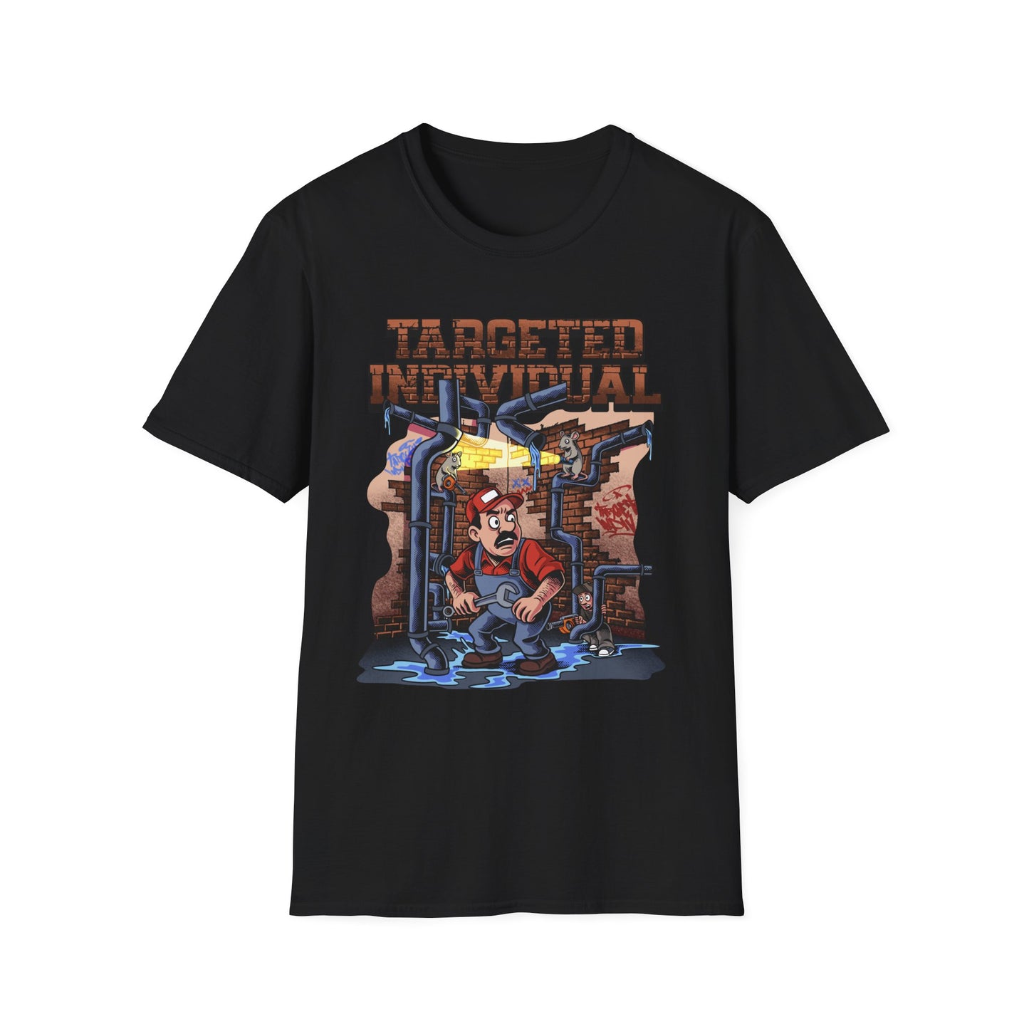 Plumber Cartoon Tee — "Tap Outta Luck" Retro Plumbing Design