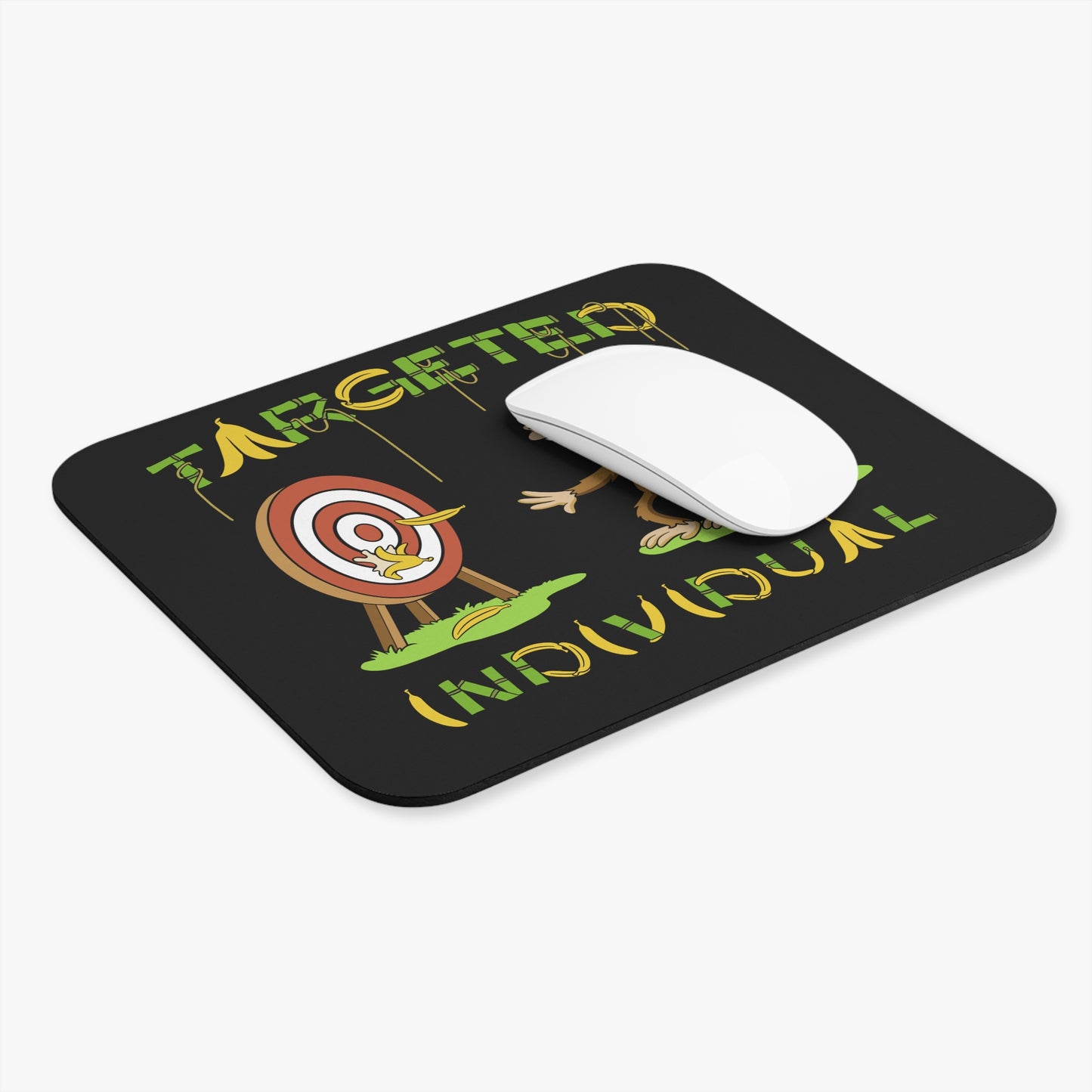 Mouse Pad — "Targeted Individual" Funny Monkey Banana Target Desk Mat