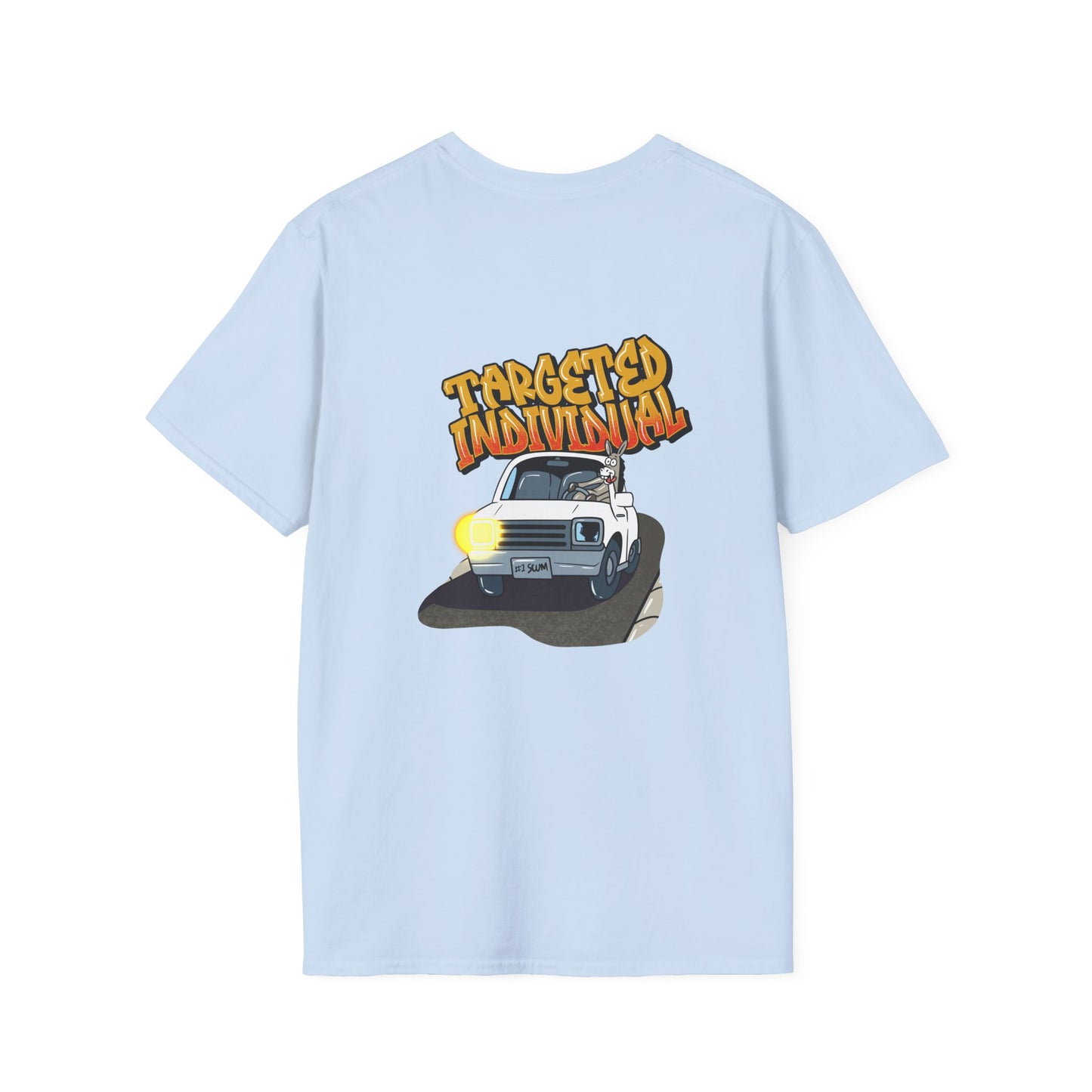 Targeted Individual Graphic Tee — Retro Police Car Design