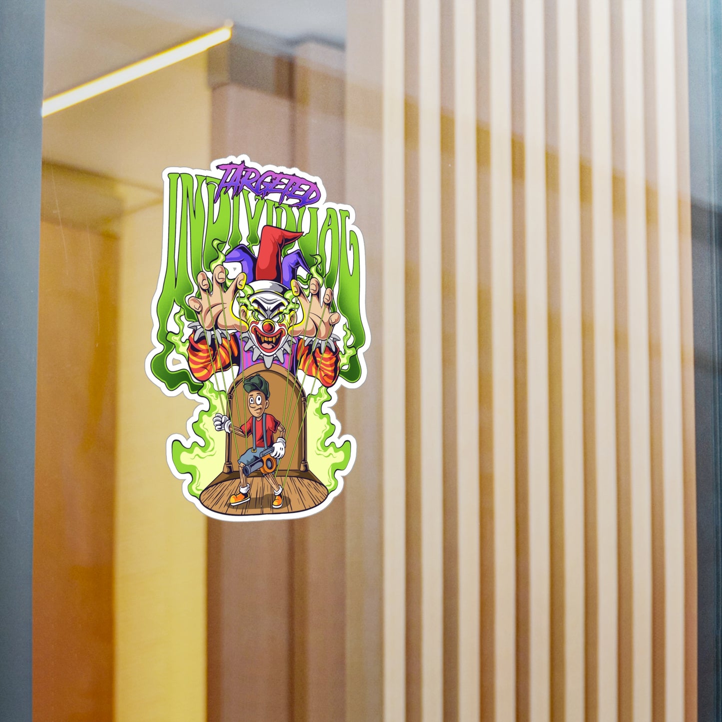 Creepy Clown Skateboarder Kiss-Cut Vinyl Sticker