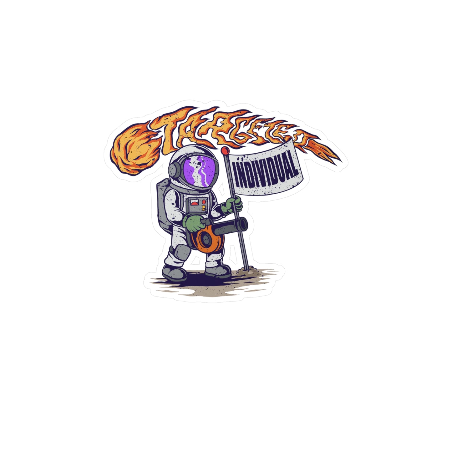 Astronaut 'Individual' Kiss-Cut Vinyl Sticker – Retro Space Explorer Decal