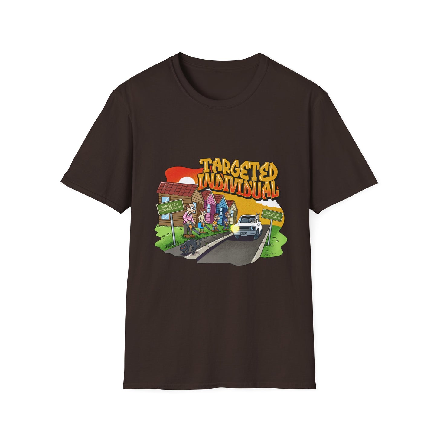 Targeted Individual Graphic T-Shirt — Retro Street Scene Tee
