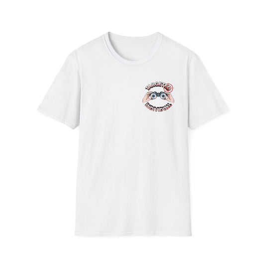 T-Shirt — Retro 'No Stalking' Vintage Graphic Tee (Front Sloth & Back Emblem)