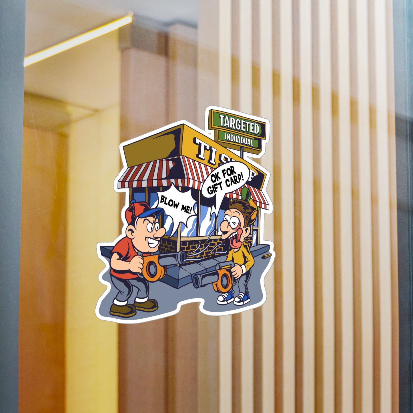 Targeted Individual Vinyl Sticker — Funny Arcade Blow Me Design (Kiss-Cut Decal)