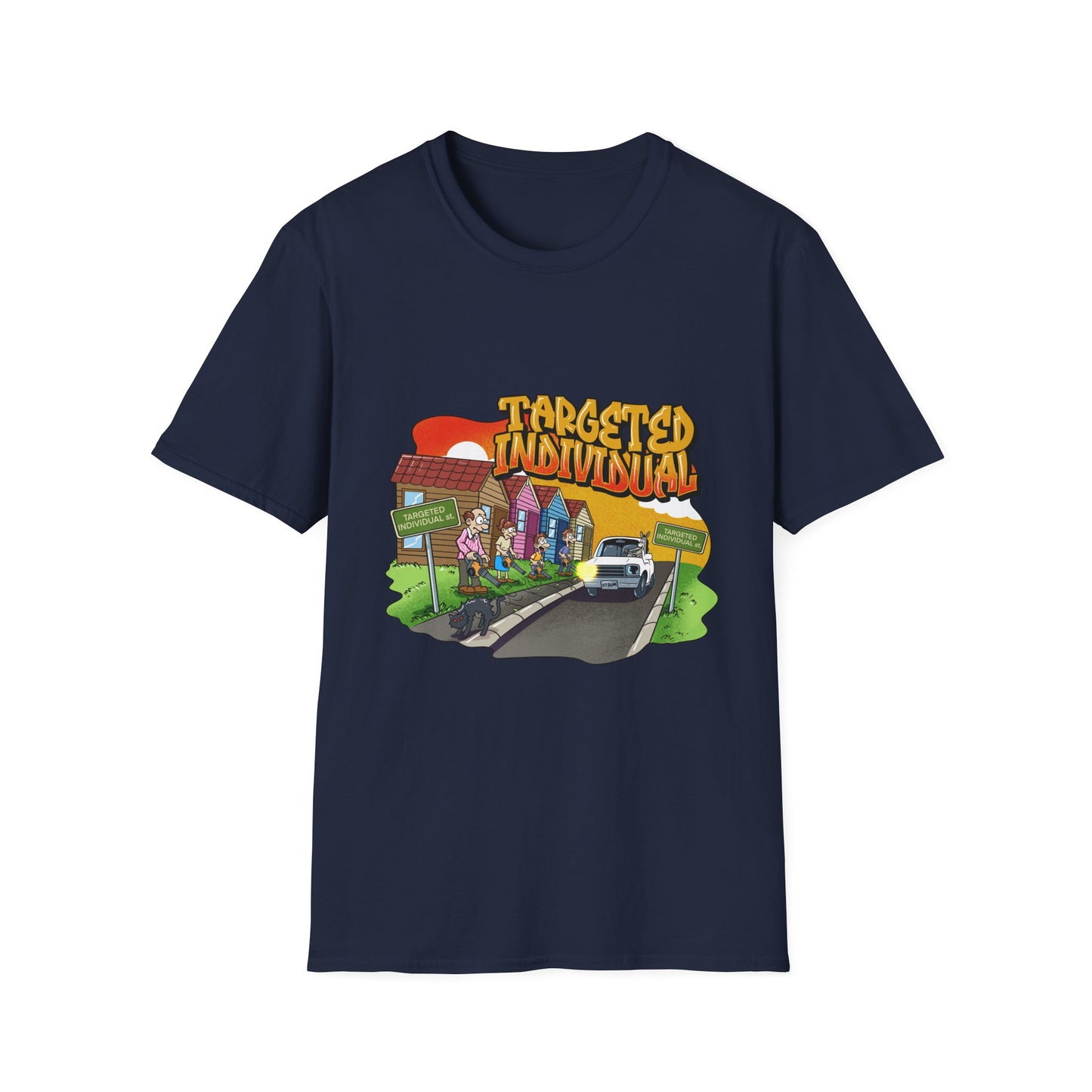Targeted Individual Graphic T-Shirt — Retro Street Scene Tee