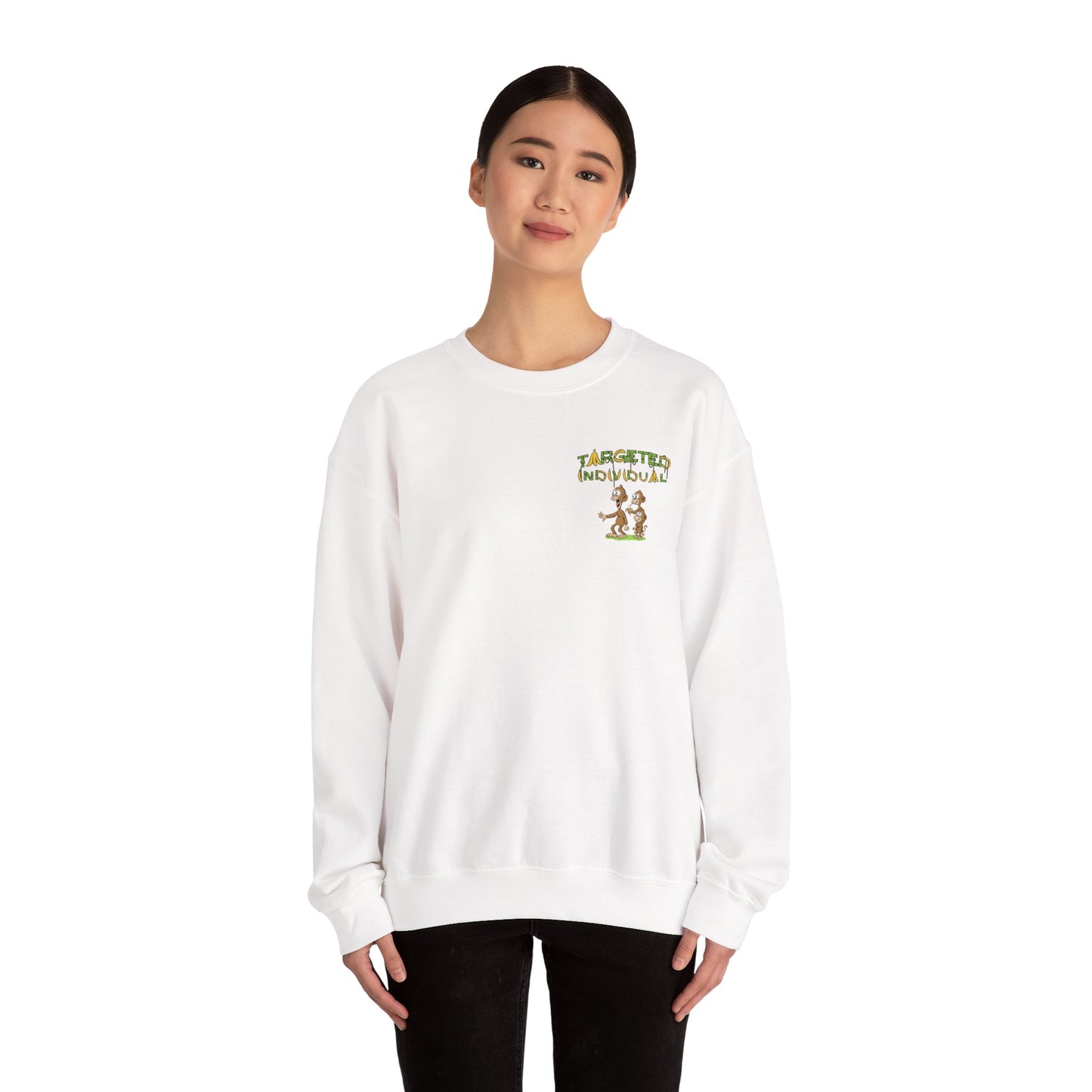 Targeted Individual Crewneck Sweatshirt — Retro Cartoon Graphic