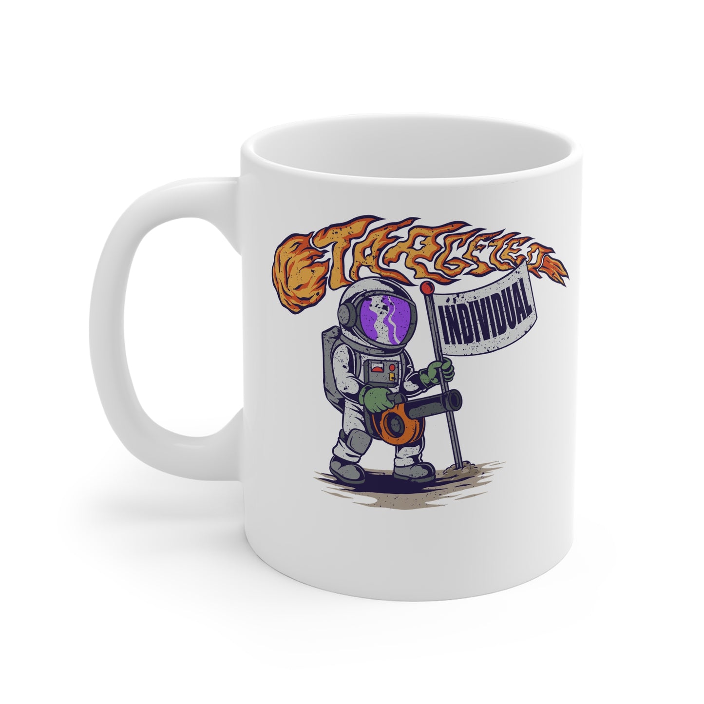 Astronaut Coffee Mug — 'Forever Individual' Retro Space Explorer Ceramic Mug