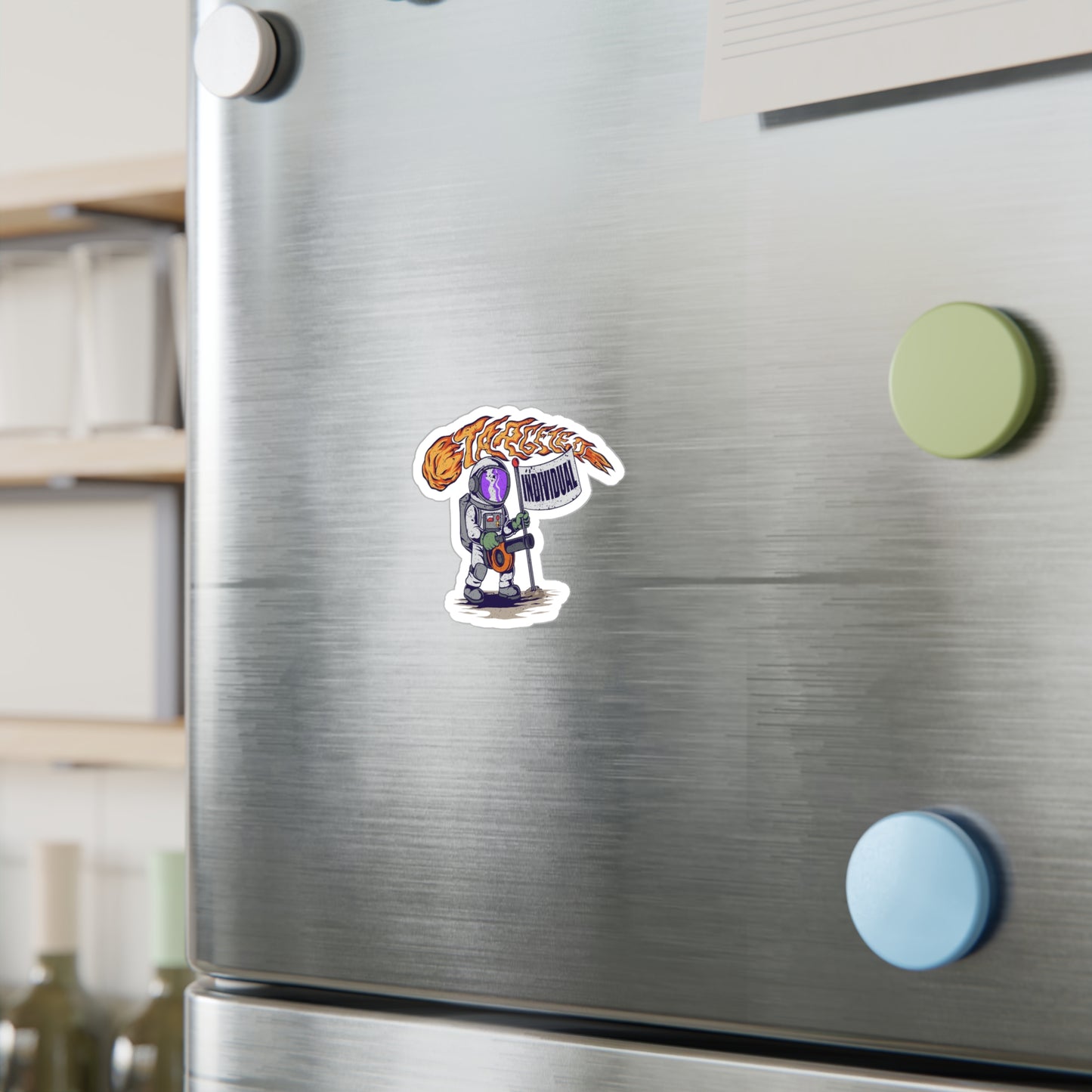 Astronaut 'Individual' Kiss-Cut Vinyl Sticker – Retro Space Explorer Decal