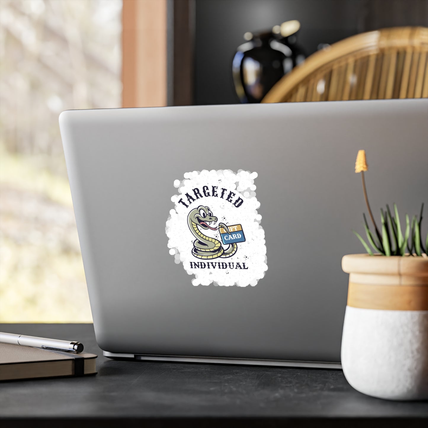 Targeted Individual Snake Sticker – Kiss-Cut Vinyl Decal (Gift Card Design)