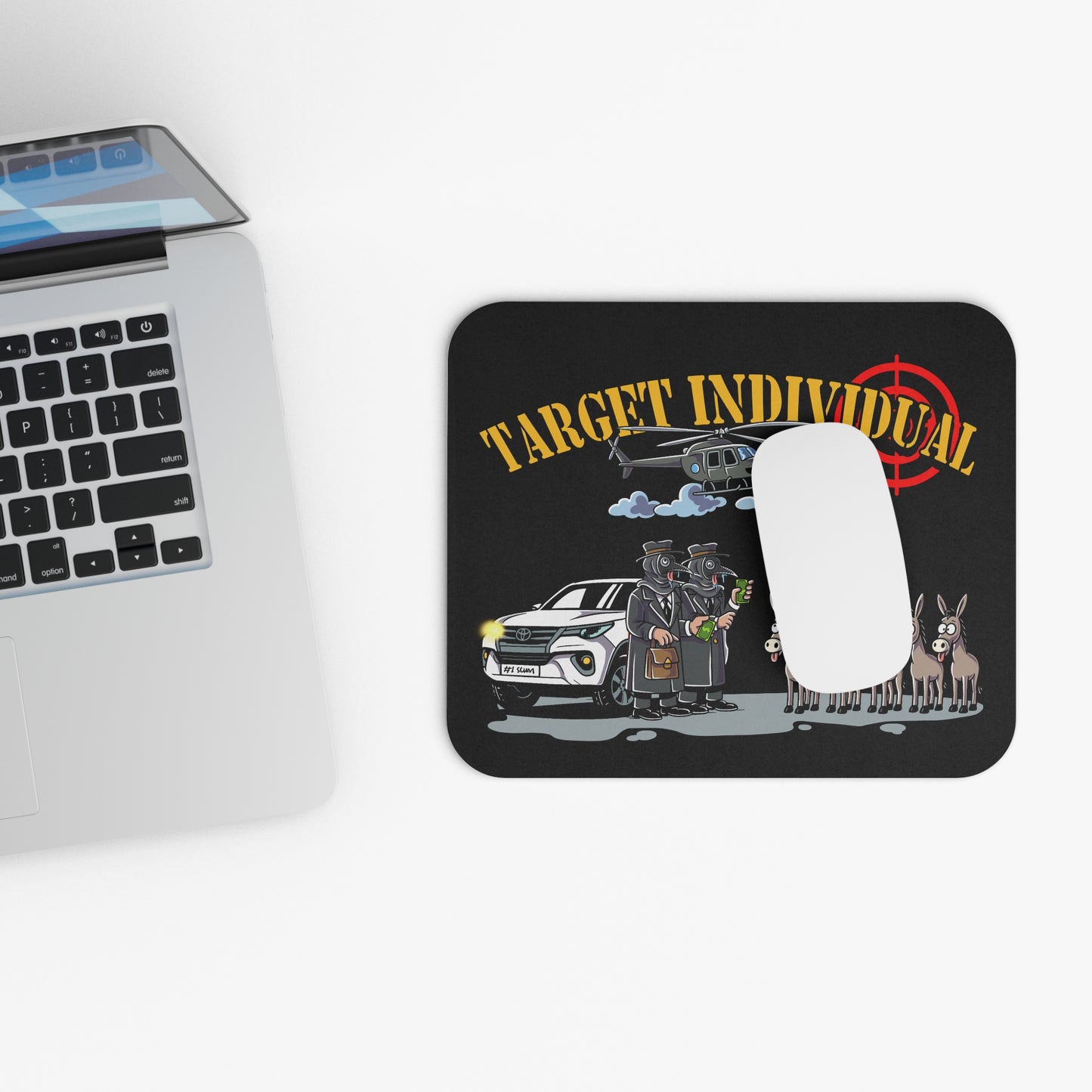 Mouse Pad - "Target Individual" Humorous Donkey Caravan Graphic