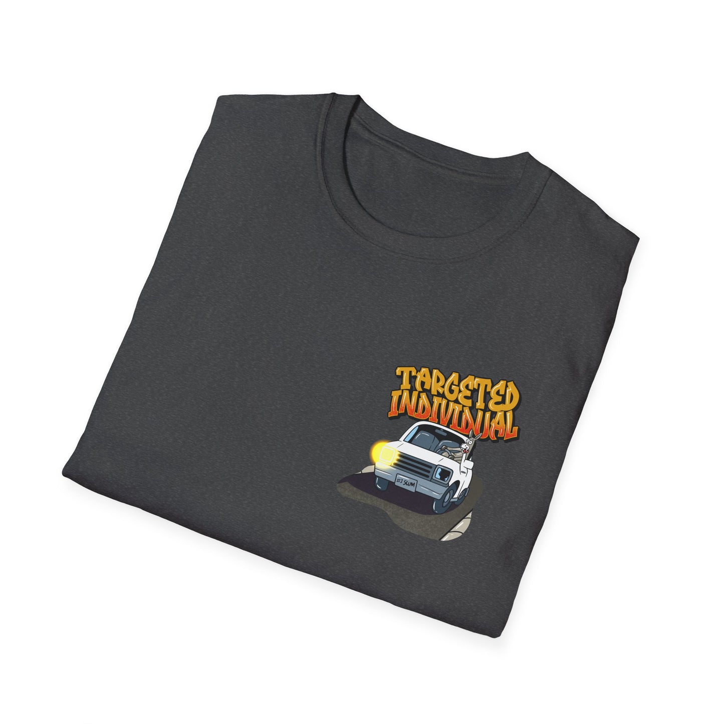 Targeted Individual Graphic T-Shirt — Retro Car & Neighborhood Illustration