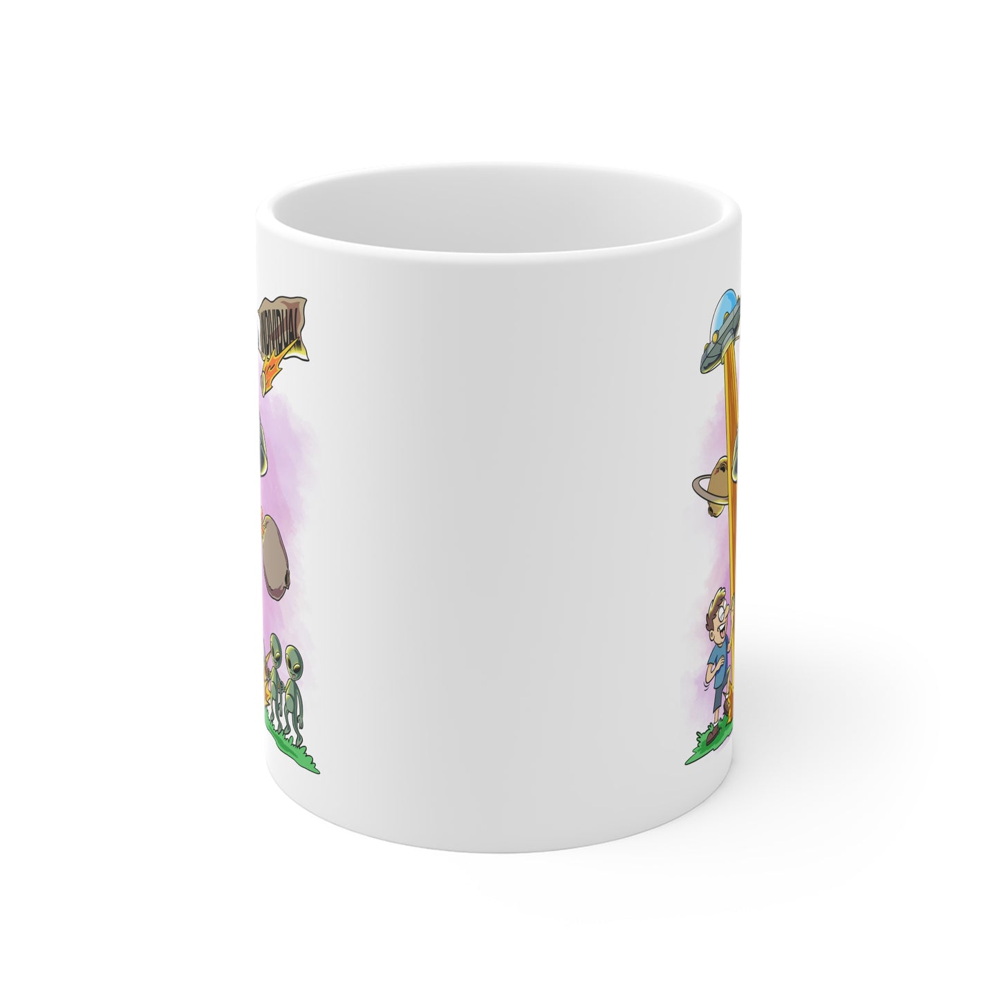 Alien Abduction Coffee Mug — Retro UFOs & 'Targeted' Cartoon Design