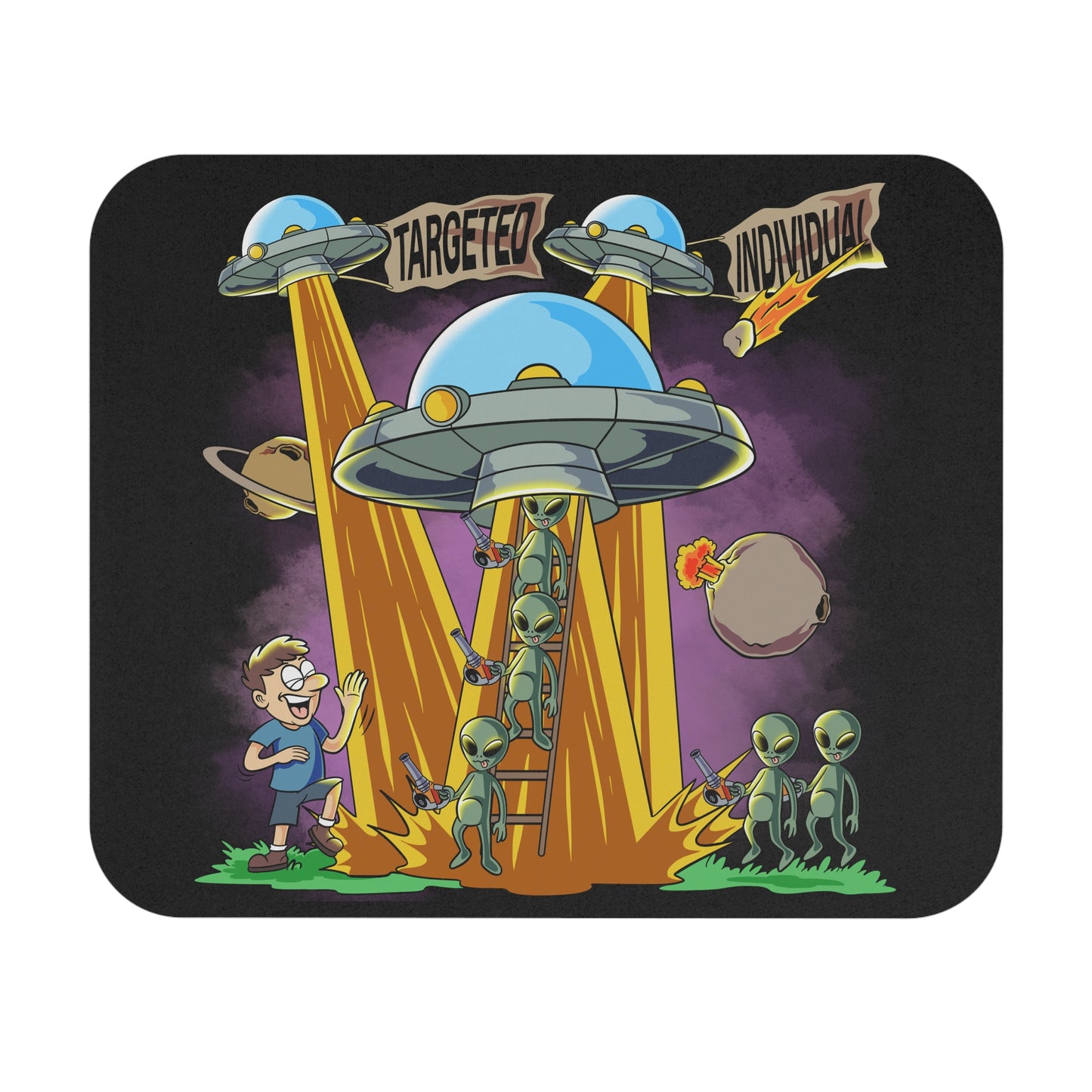 Alien Abduction Mouse Pad – "Targeted Individual" UFO Gaming Desk Mat